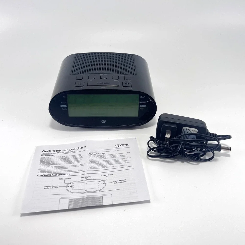 GPX 1.2 in. Black LED Dual Alarm Clock Radio with‎ AM/FM C303B - New